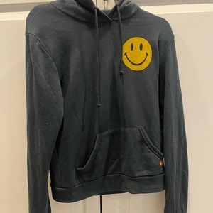Aviator Nation vintage black smiley hoodie size small